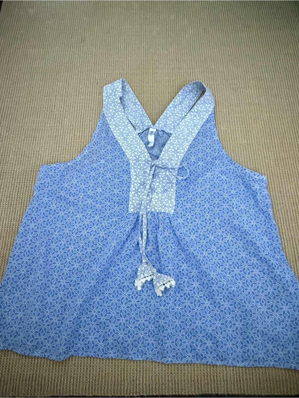 Gapbody Light Blue Printed V-Neck Tassel-Front Camisole